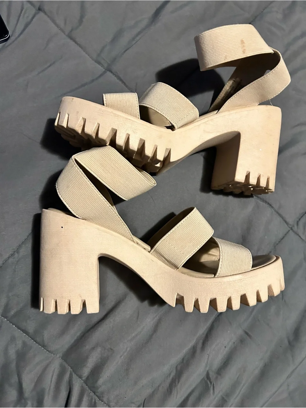 Madden Girl Beige Elastic Strap Sandals
